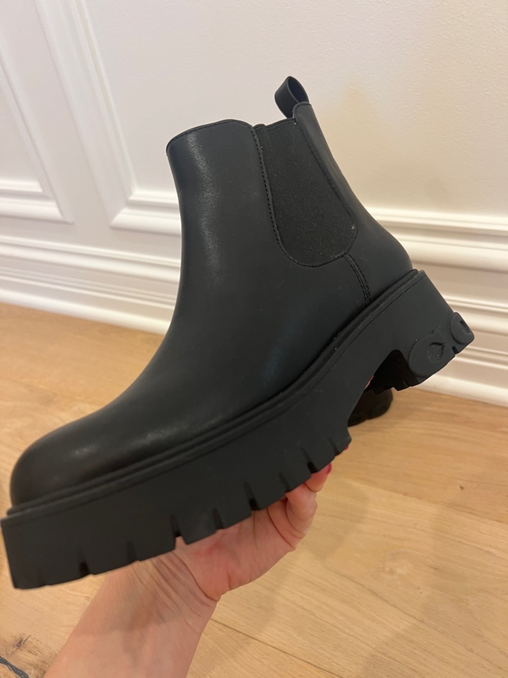 Womens Black Coach Chelsea Platform Boots - Picture 9 of 17